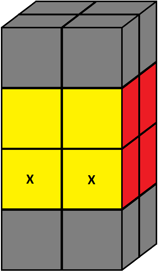 Algorithm of step 4 of how to solve the 2x2x4 tower cube