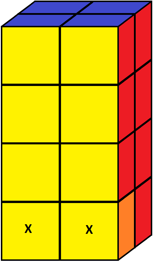 Algorithm of step 6 of how to solve the 2x2x4 tower cube