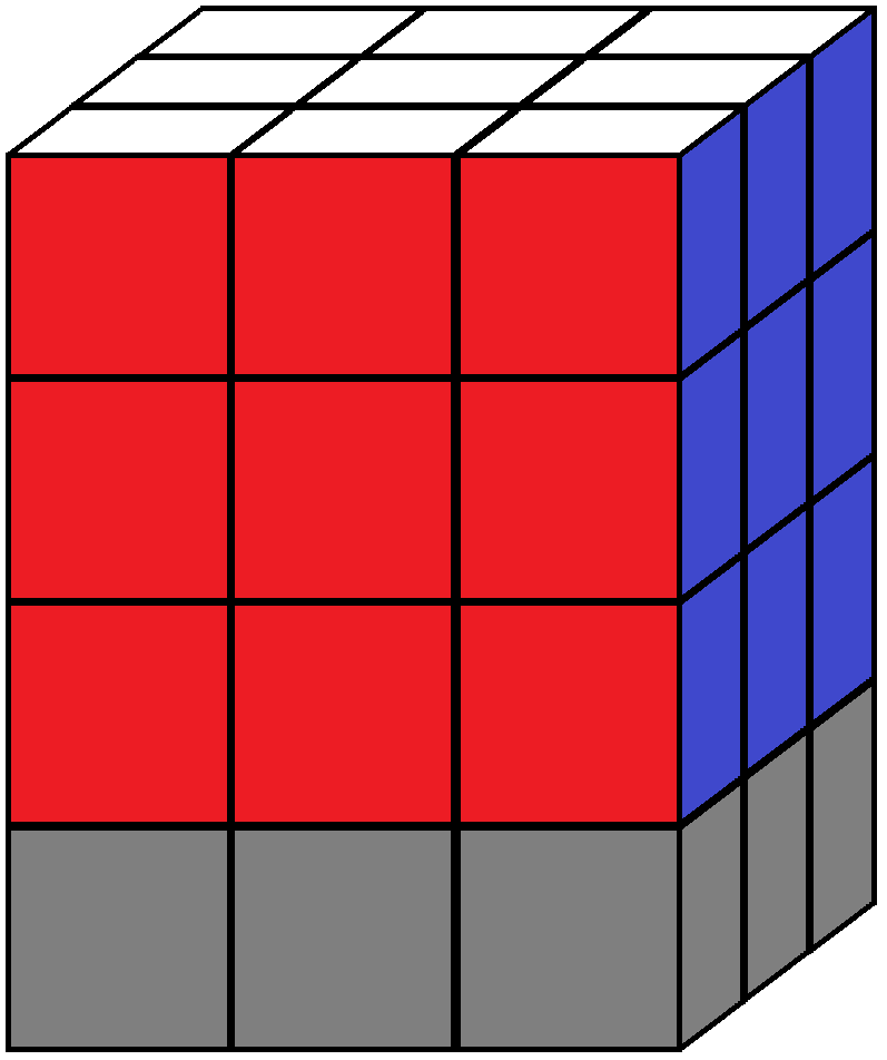 Down face of the 3x3x4 cube