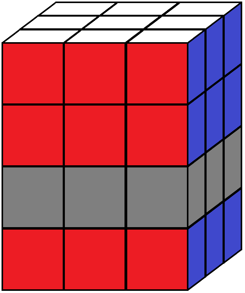 Middle down face of the 3x3x4 cube