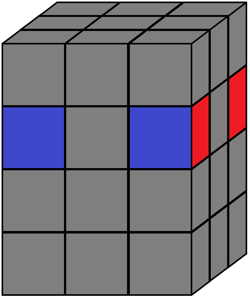 Aim of step 1 of how to solve the 3x3x4 cube