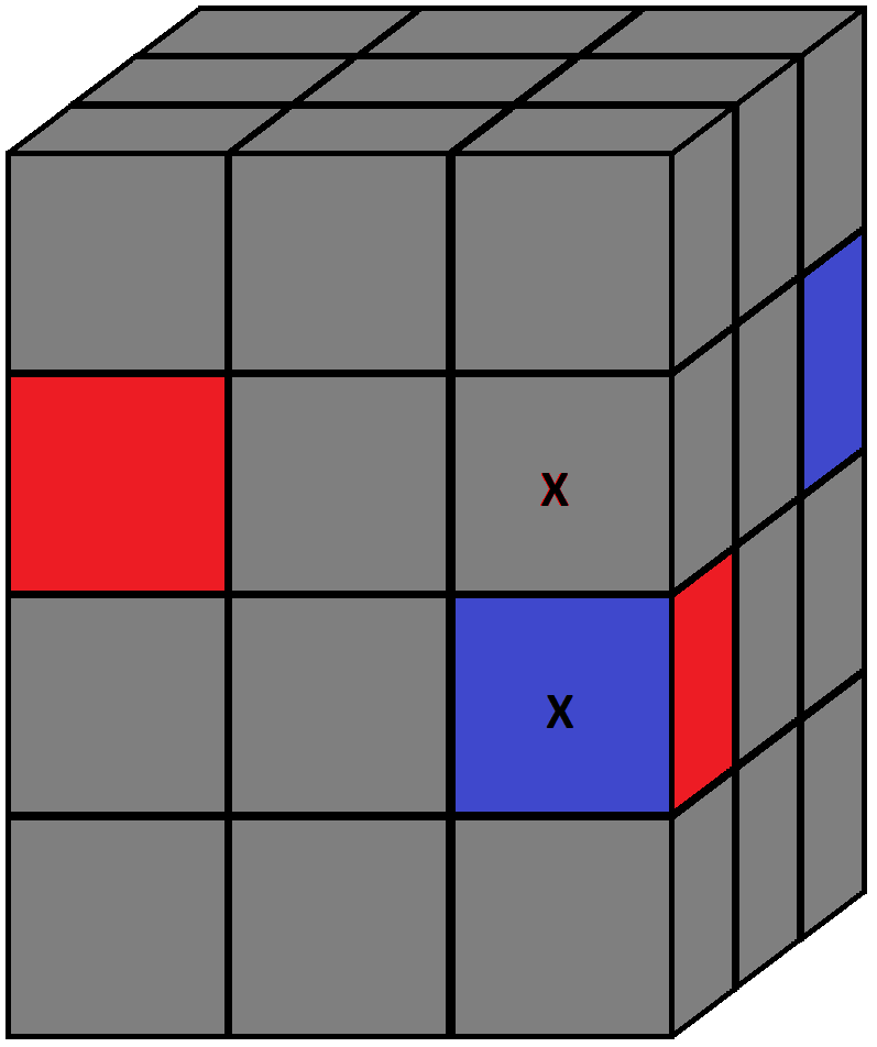 Algorithm of step 1 of how to solve the 3x3x4 cube