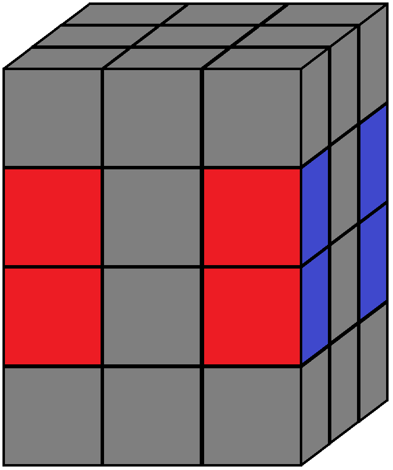 Aim of step 2 of how to solve the 3x3x4 cube