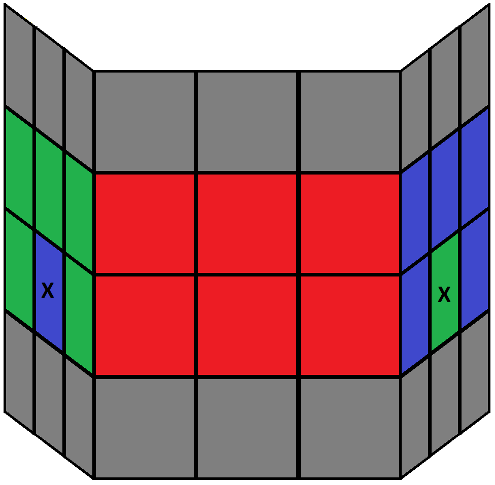 Algorithm 3/3 of step 3 of how to solve the 3x3x4 cube
