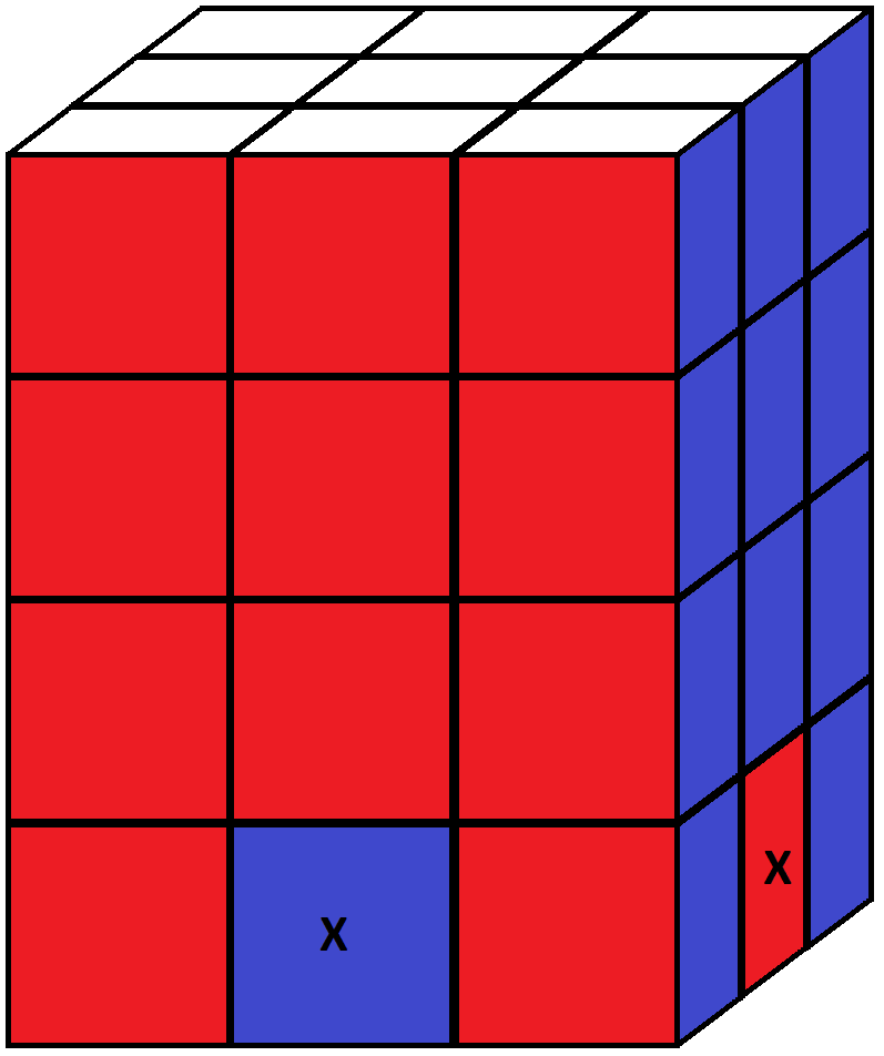Algorithm 3/3 of step 5 of how to solve the 3x3x4 cube