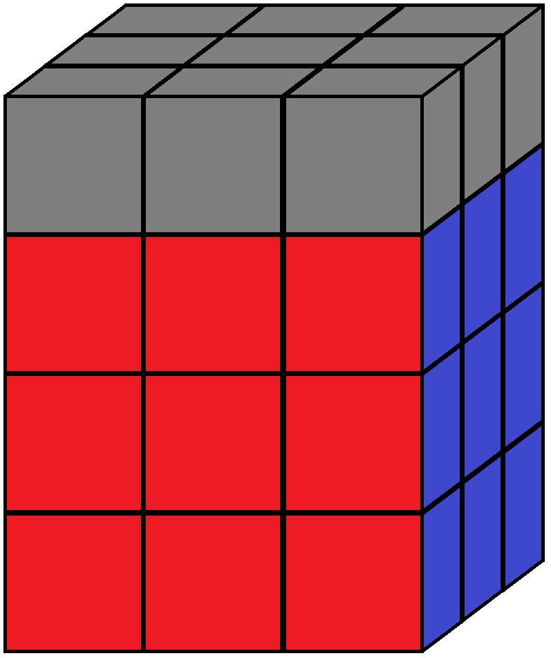 Up face of the 3x3x4 cube