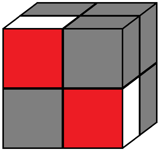 Algorithm 3/3 of step 1 of how to solve the Pocket cube
