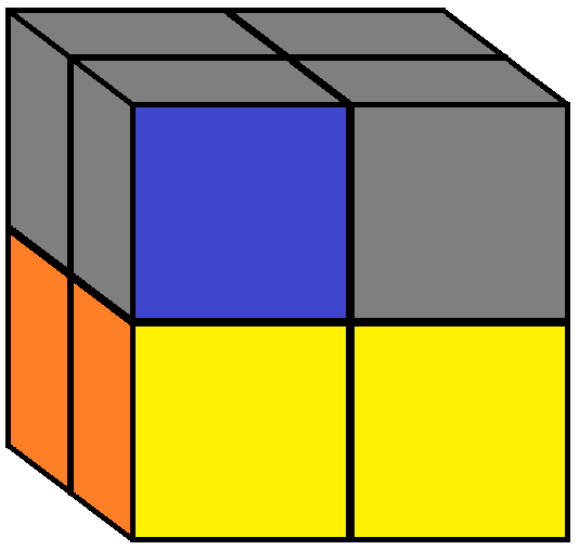 Algorithm 1/3 of step 2 of how to solve the Pocket cube