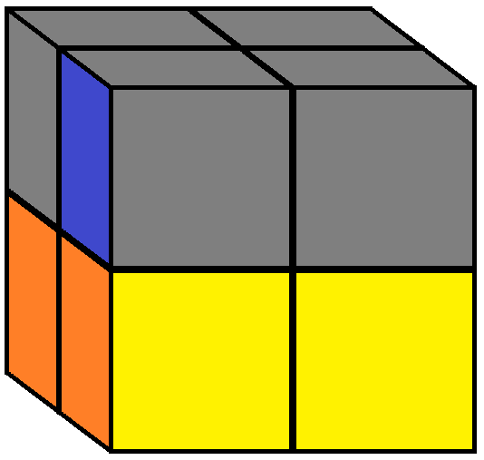 Algorithm 3/3 of step 2 of how to solve the Pocket cube