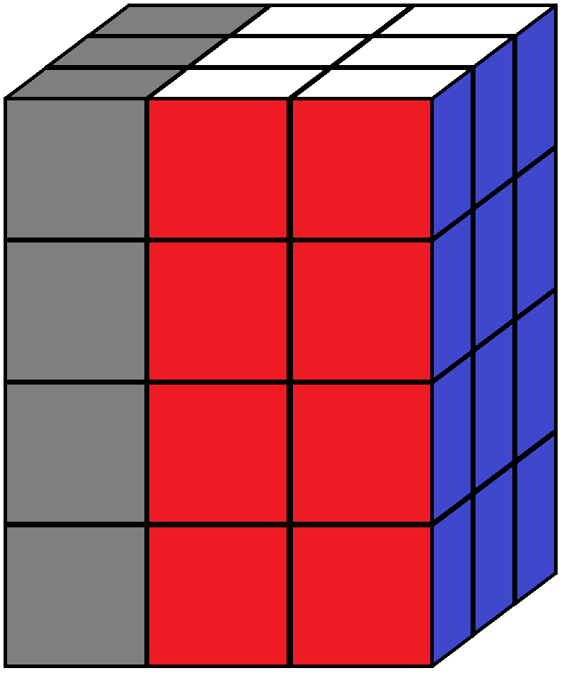 Left face of the 3x3x4 cube