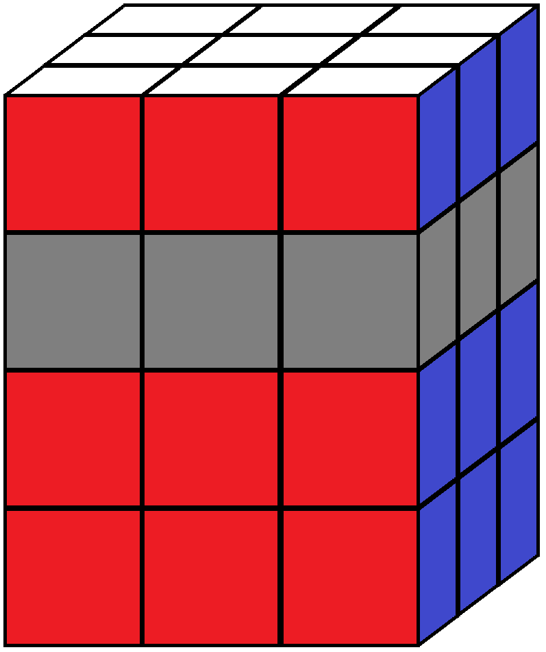 Middle up face of the 3x3x4 cube